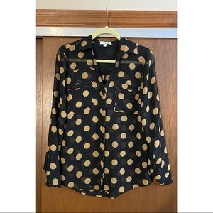 Express portofino size medium black with brown polka dots